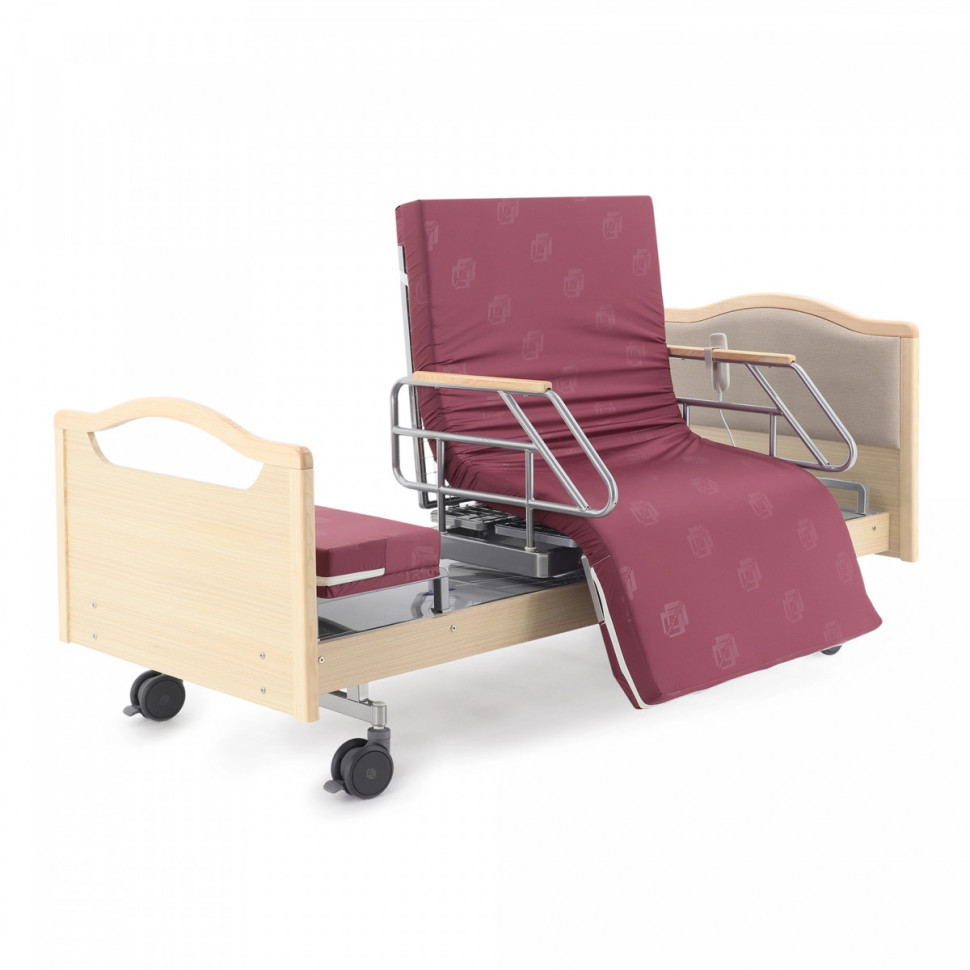 Медицинская кровать для лежачих больных электрическая MED-MOS DB-2B с поворот.креслом в левую сторону (светлое дерево)